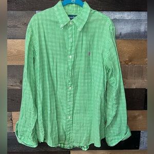 Polo Ralph Lauren Mens button down shirt. Light green. Size large.